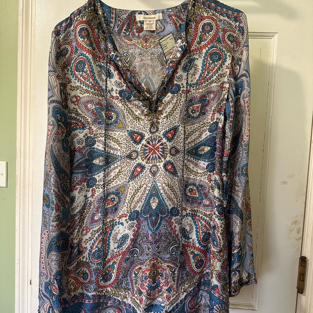 Sundance Multicolor Paisley Silk Tunic Top